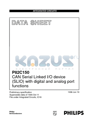 P82C150AHT datasheet - CAN Serial Linked I/O device SLIO with digital and analog port functions