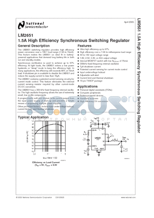 LM2651MTC-ADJ datasheet - 1.5A High Efficiency Synchronous Switching Regulator