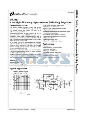LM2653 datasheet - 1.5A High Efficiency Synchronous Switching Regulator