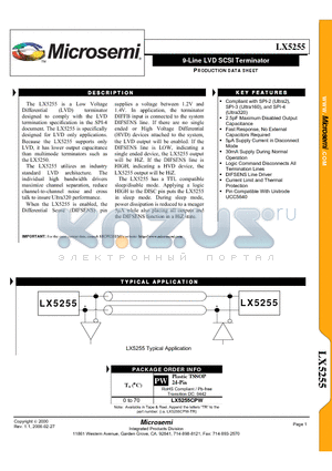 LX5255CPW-TR datasheet - 9-Line LVD SCSI Terminator