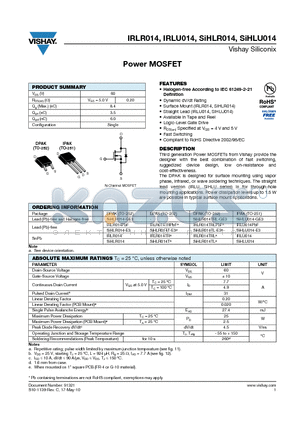 IRLR014TRL datasheet - Power MOSFET