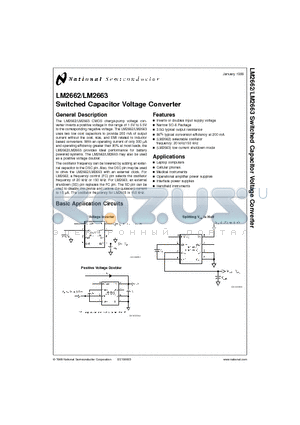 LM2662 datasheet - Switched Capacitor Voltage Converter