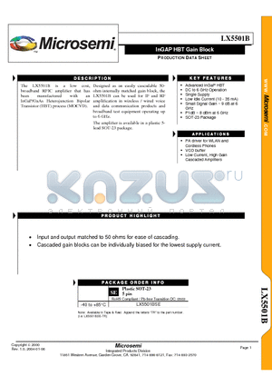 LX5501BSE datasheet - InGAP HBT Gain Block TM