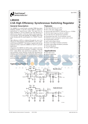 LM2655MTC-ADJ datasheet - 2.5A High Efficiency Synchronous Switching Regulator