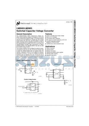 LM2663 datasheet - Switched Capacitor Voltage Converter
