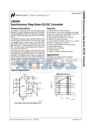 LM2650 datasheet - Synchronous Step-Down DC/DC Converter