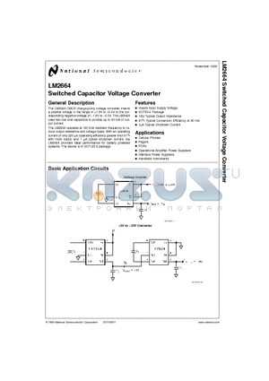 LM2664M6X datasheet - Switched Capacitor Voltage Converter