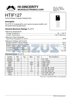 HTIF127 datasheet - PNP EPITAXIAL PLANAR TRANSISTOR