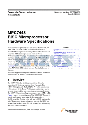 MPC7448 datasheet - RISC Microprocessor Hardware Specifications