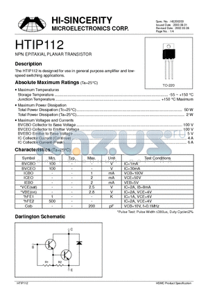 HTIP112 datasheet - NPN EPITAXIAL PLANAR TRANSISTOR