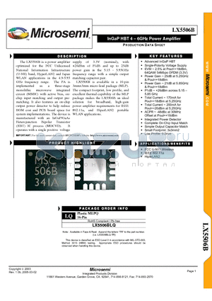 LX5506B datasheet - InGaP HBT 4  6GHz Power Amplifier