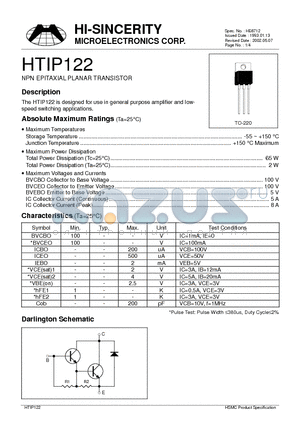 HTIP122 datasheet - NPN EPITAXIAL PLANAR TRANSISTOR