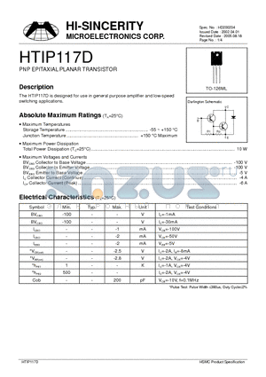 HTIP117D datasheet - PNP EPITAXIAL PLANAR TRANSISTOR