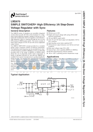 LM2670SDX-3.3 datasheet - SIMPLE SWITCHER^ High Efficiency 3A Step-Down Voltage Regulator with Sync