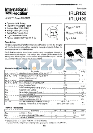 IRLR120 datasheet - HEXFET Power MOSFET