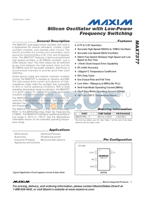 MAX7377 datasheet - Silicon Oscillator with Low-Power Frequency Switching