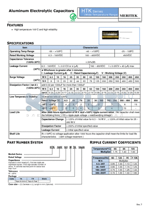 HTK datasheet - Aluminum Electrolytic Capacitors