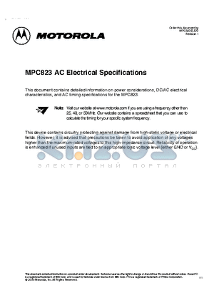 MPC823 datasheet - AC Electrical Specifications