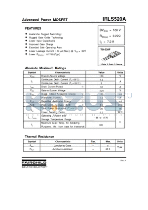 IRLS520A datasheet - Advanced Power MOSFET