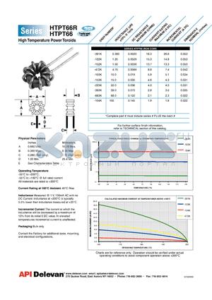 HTPT66-104K datasheet - High Temperature Power Toroids