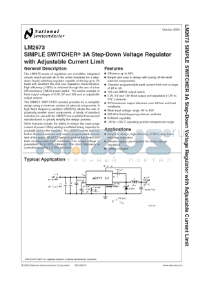 LM2673T-3.3 datasheet - SIMPLE SWITCHER 3A Step-Down Voltage Regulator with Adjustable Current Limit