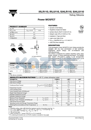 IRLU110 datasheet - Power MOSFET