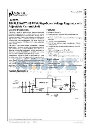 LM2673SDX-ADJ datasheet - SIMPLE SWITCHER^ 3A Step-Down Voltage Regulator with Adjustable Current Limit