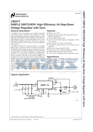 LM2677S-12 datasheet - SIMPLE SWITCHER High Efficiency 5A Step-Down Voltage Regulator with Sync