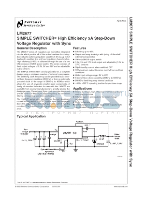 LM2677T-ADJ datasheet - SIMPLE SWITCHER High Efficiency 5A Step-Down Voltage Regulator with Sync