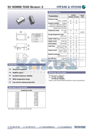 HTV546 datasheet - 5V HCMOS TCXO Stratum 3