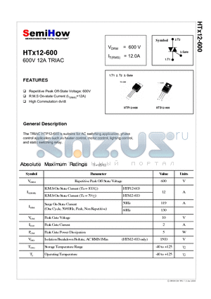 HTX12-600 datasheet - 600V 12A TRIAC