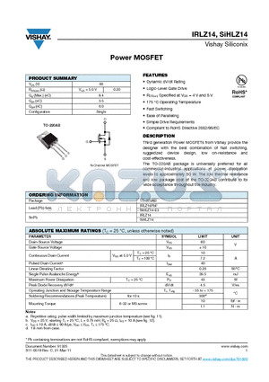 IRLZ14 datasheet - Power MOSFET