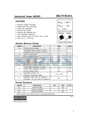 IRLWI610A datasheet - Advanced Power MOSFET