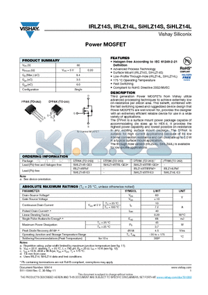 IRLZ14LPBF datasheet - Power MOSFET