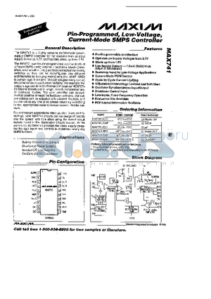 MAX741UMJP datasheet - Pin-Programmed, Low-Voltage, Current-Mode SMPS Controller