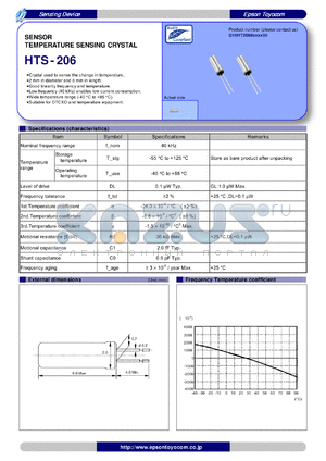 HTS-206 datasheet - SENSOR TEMPERATURE SENSING CRYSTAL