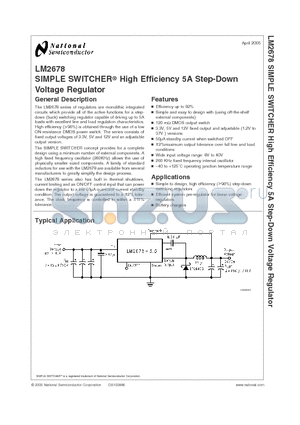 LM2678SDX-12 datasheet - SIMPLE SWITCHER^ High Efficiency 5A Step-Down Voltage Regulator