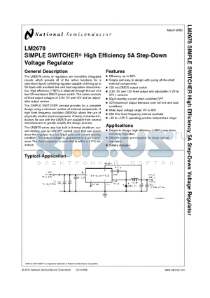 LM2678T-12 datasheet - SIMPLE SWITCHER High Efficiency 5A Step-Down Voltage Regulator