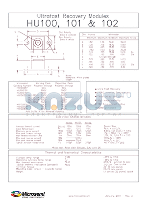 HU10020 datasheet - Ultrafast Recovery Modules