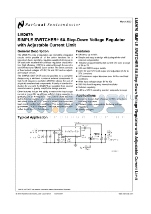 LM2679S-ADJ datasheet - SIMPLE SWITCHER 5A Step-Down Voltage Regulator with Adjustable Current Limit