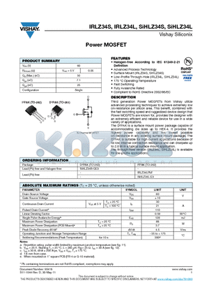 IRLZ34LPBF datasheet - Power MOSFET