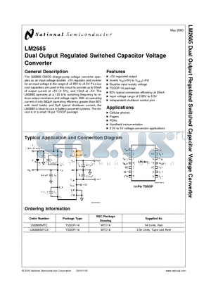 LM2685 datasheet - Dual Output Regulated Switched Capacitor Voltage Converter