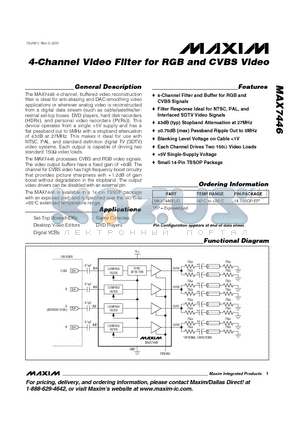 MAX7446 datasheet - 4-Channel Video Filter for RGB and CVBS Video