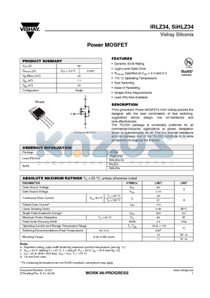 IRLZ34PBF datasheet - Power MOSFET