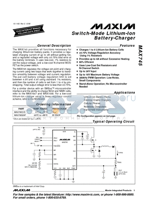 MAX745 datasheet - Switch-Mode Lithium-Ion Battery-Charger