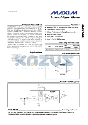 MAX7461EUK datasheet - Loss-of-Sync Alarm