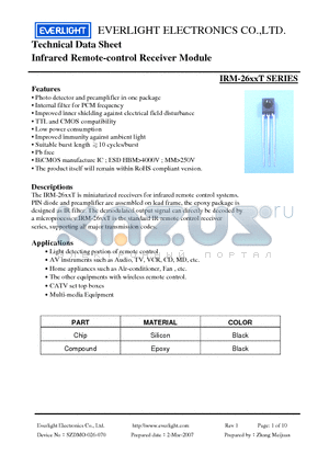 IRM-2638T datasheet - Infrared Remote-control Receiver Module