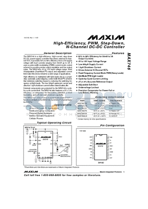 MAX746CPE datasheet - High-Efficiency, PWM, Step-Down, N-Channel DC-DC Controller
