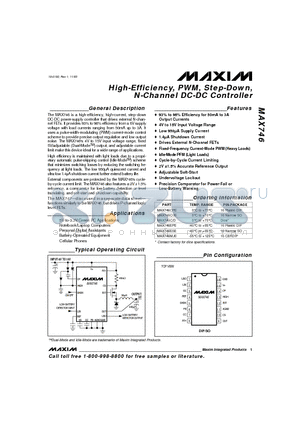 MAX746EPE datasheet - High-Efficiency, PWM, Step-Down, N-Channel DC-DC Controller