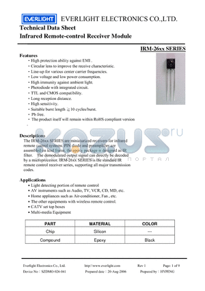 IRM-26XX datasheet - Infrared Remote-control Receiver Module